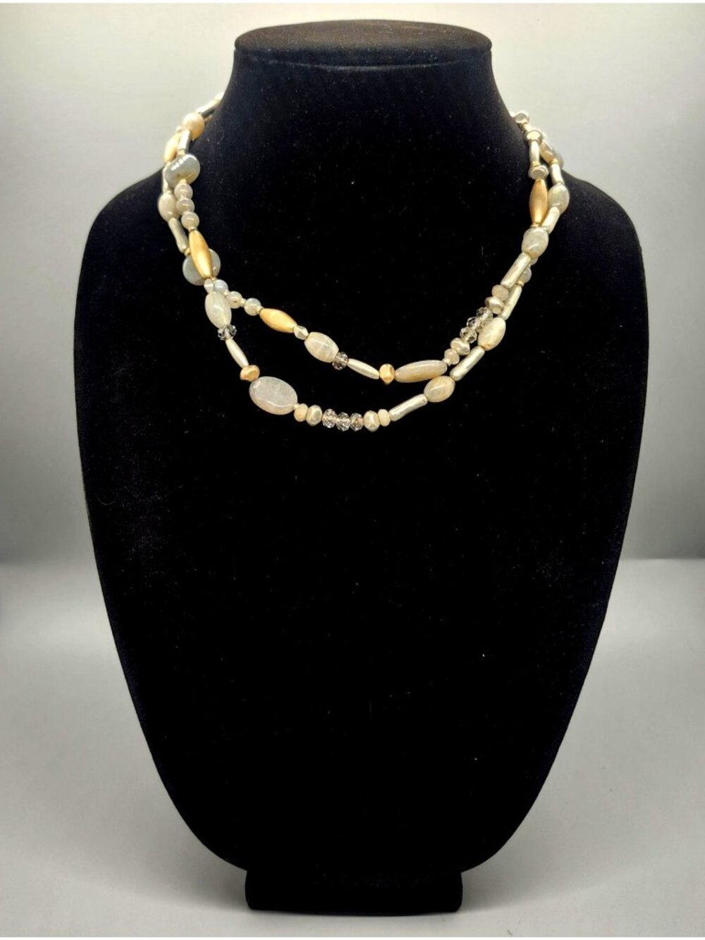 Layered Beaded Necklace With Labradorite & Silver-Tone Accents By Chicos